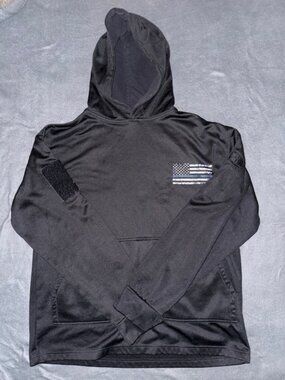 Rothco Mens Tactical Hoodie Black Thin Blue Line American Flag Large Zip Pocket